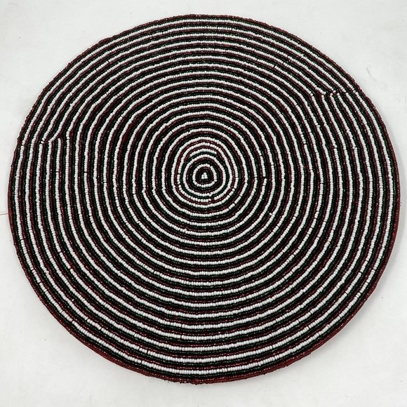 Beaded Holiday Placemat Set Charger Peppermint Twist Candy 15" Red Green. - Picture 1 of 8